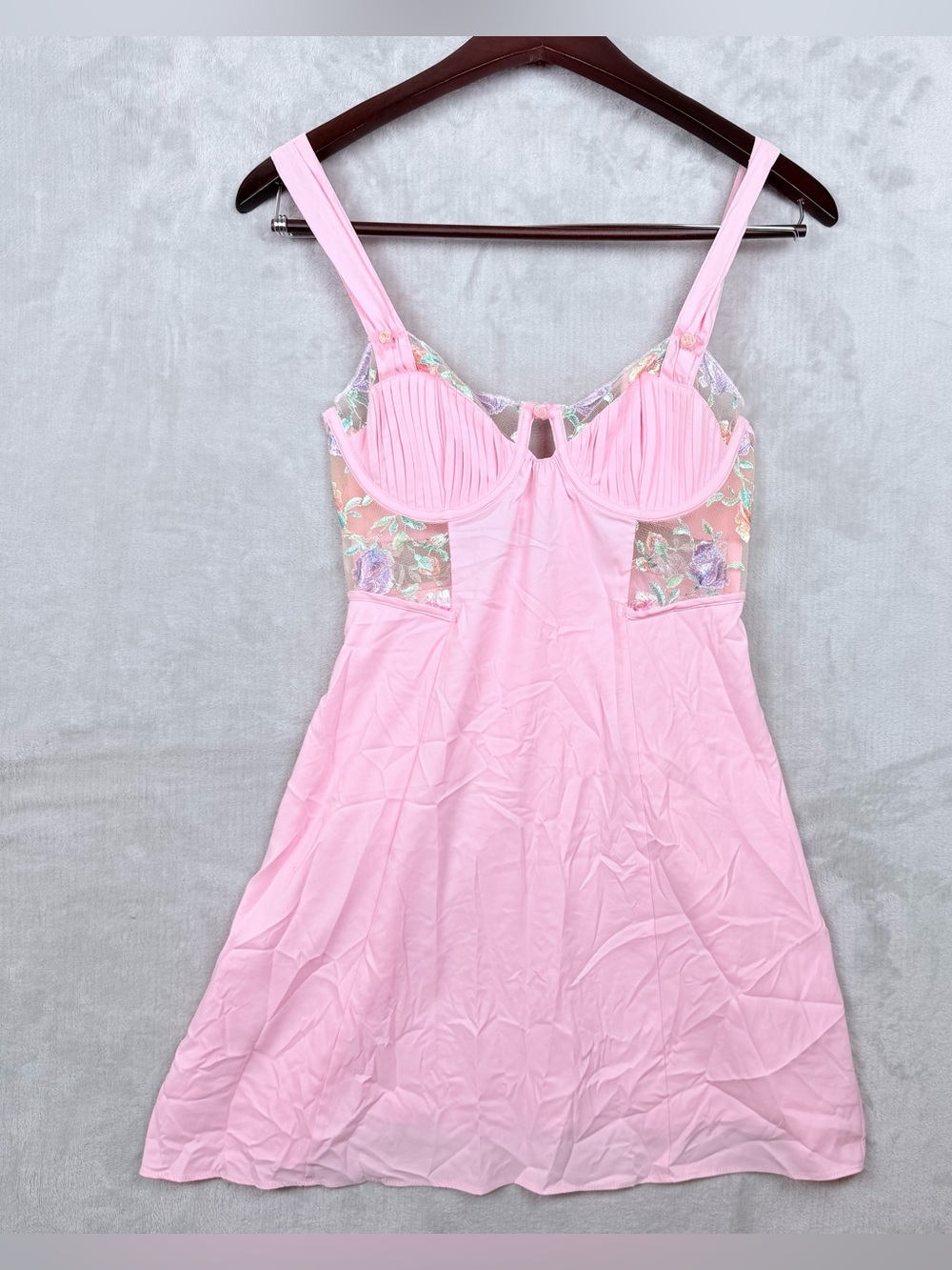 For Love & Lemons Pink Floral Lace Bustier Mini Dress Size M